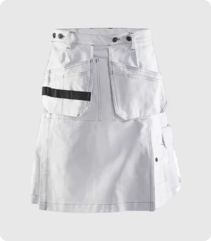 White Work Utility Kilt For Mens