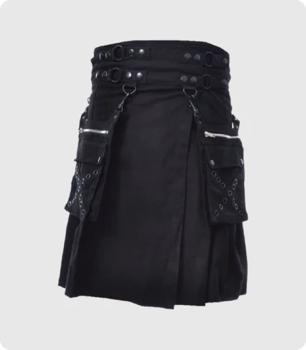 Hand Made Black Utility Kilt For Sale