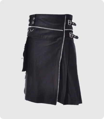 Black Hybrid Fashion Utility Kilt For Mens