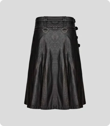 Cowhide Black Leather Gothic Kilt