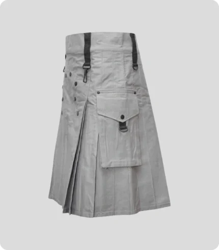 Custom Made Gray Utility Kilt For Mens