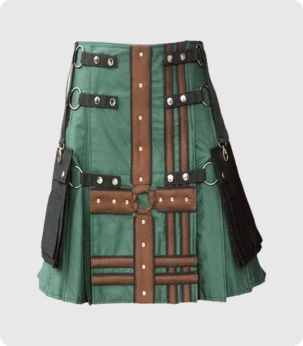 Green Black Double Cross Utility Kilt