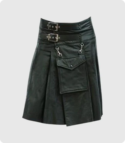 Men's Black Scottish Leather kilt