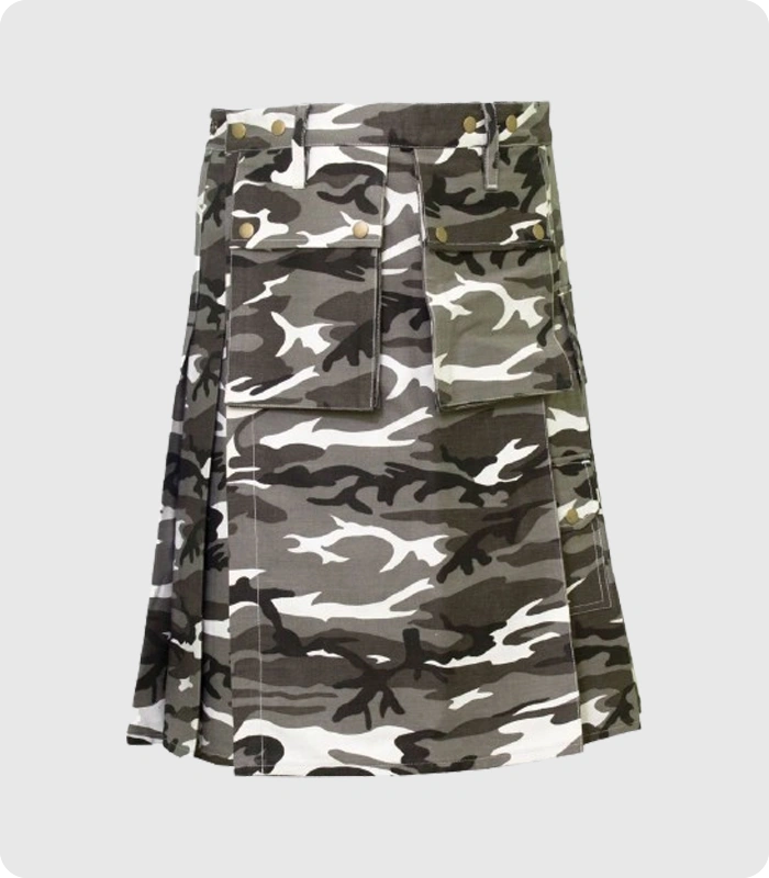 Urban Snow Camouflage Canva Utility Kilt