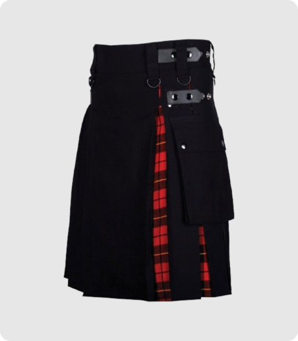 Custom Made Black Hybrid Kilt