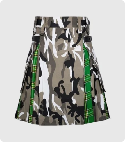 Arban Camo Irish Tartan Scottish Utility Cargo Hybrid Kilt