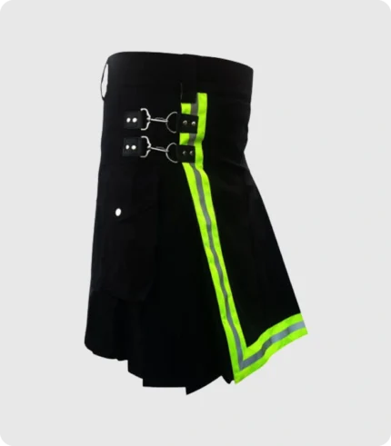 Black Firefighter Kilt With Visible Reflector Scottish Kilt