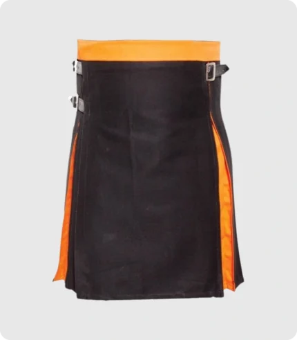 Box Pleated Modern Black And Orange Two Kilt