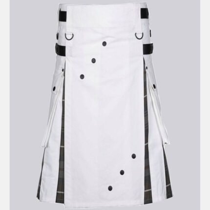 Men White Cotton Utility Hybrid Kilt