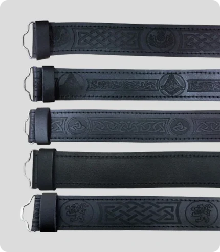 Scottish Black Leather Belt For Sale