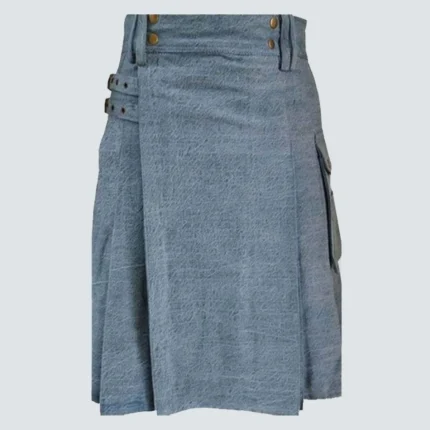 Sky Blue Denim Kilt For Men