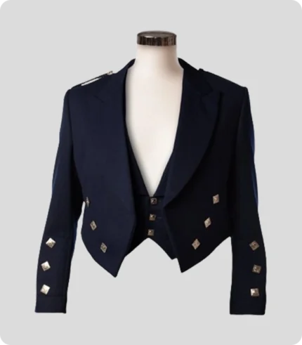 Traditional Scottish Prince Charlie Jacket With Three Button Vest