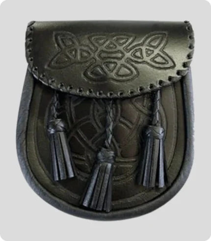 Black Celtic Embossed Leather Sporran