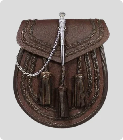 Brown Leather Sporran With Pin Lock