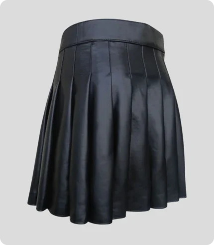 Custom Made Women Black Leather kilt Back