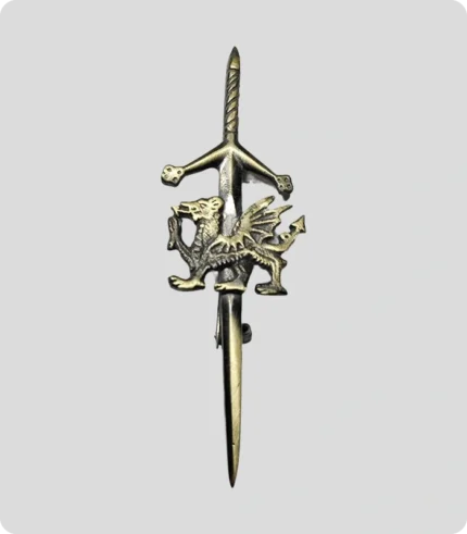 Handmade Antique Dragon Sword Kilt Pin