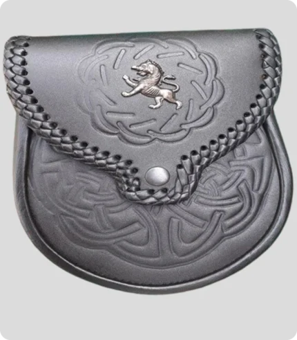 Handmade Lion Rampant Leather Sporran