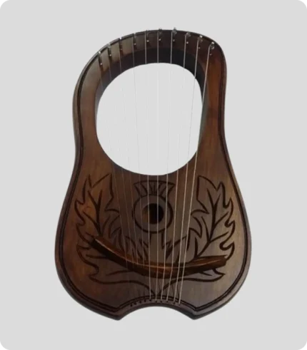 Handmade Rosewood 10 Strings Lyre Harp Leaves Designe