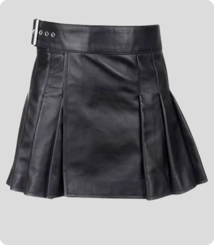 Handmade Women Black Leather kilt