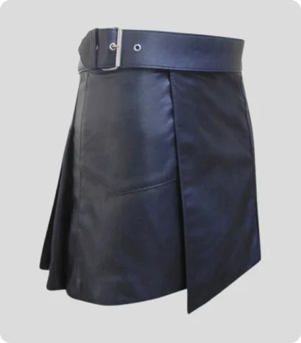 Handmade Women Black Leather kilt