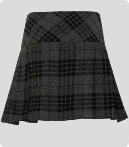 Handmade Women Hamilton Grey Tartan Skirt Back