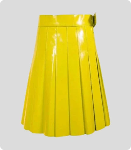 Handmade Yellow Leather Modern Women kilt Back