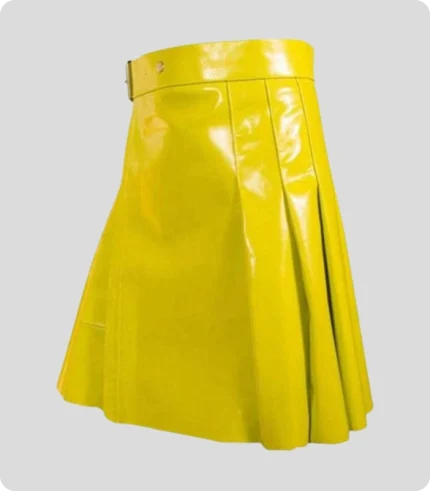 Handmade Yellow Leather Modern Women kilt