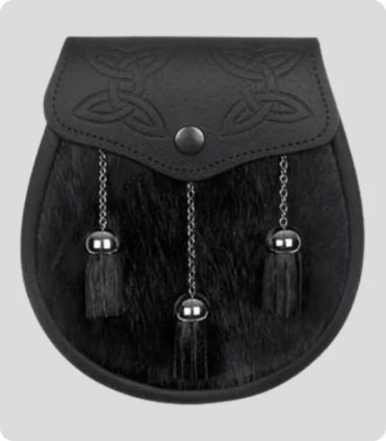 Stylish Black Sealskin Celtic Embossed Sporran